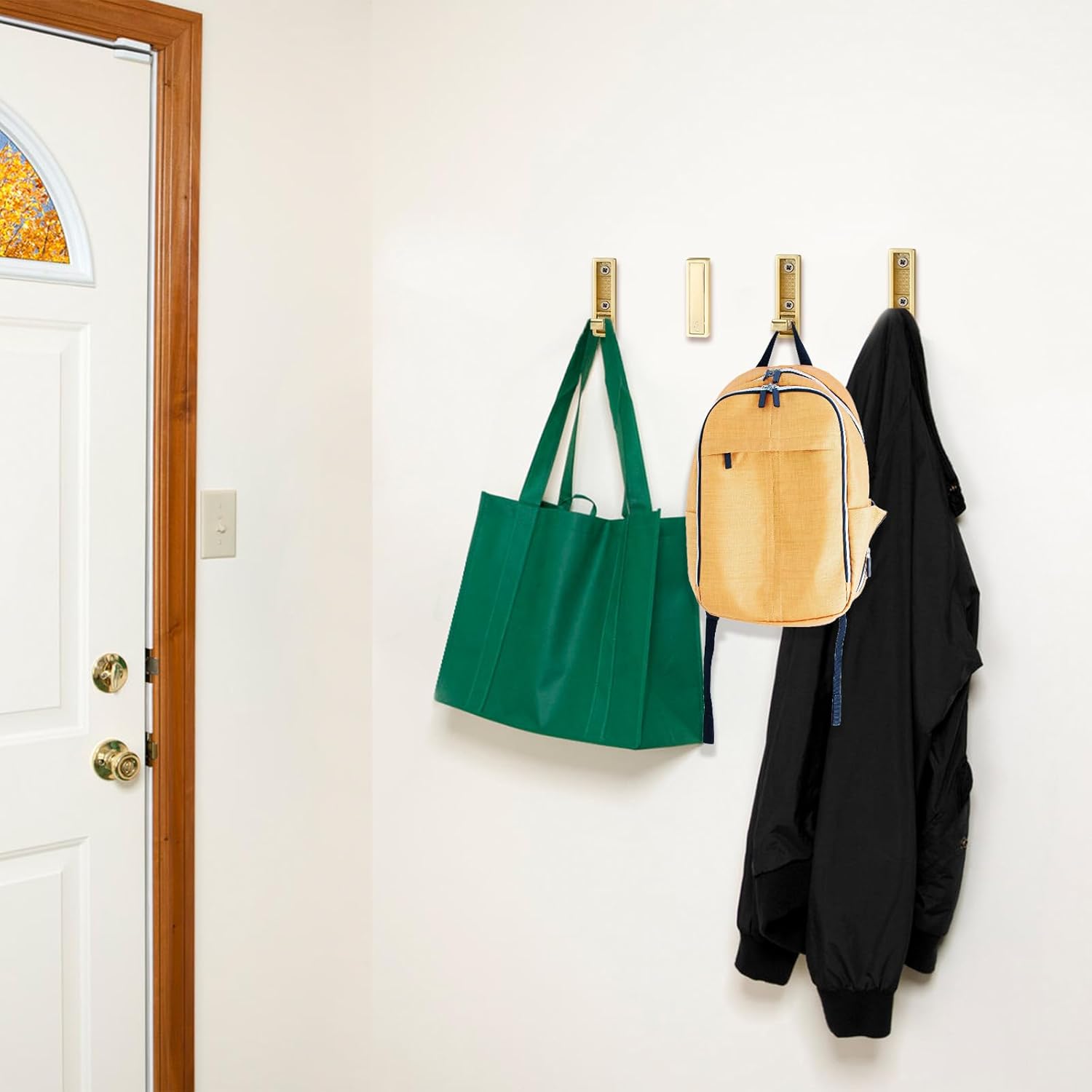 Folding Hooks 4 Pack Foldable Coat Hook Heavy Duty Wall Hooks for Hanging Coats, Towel, Hat, Backpacks Gold