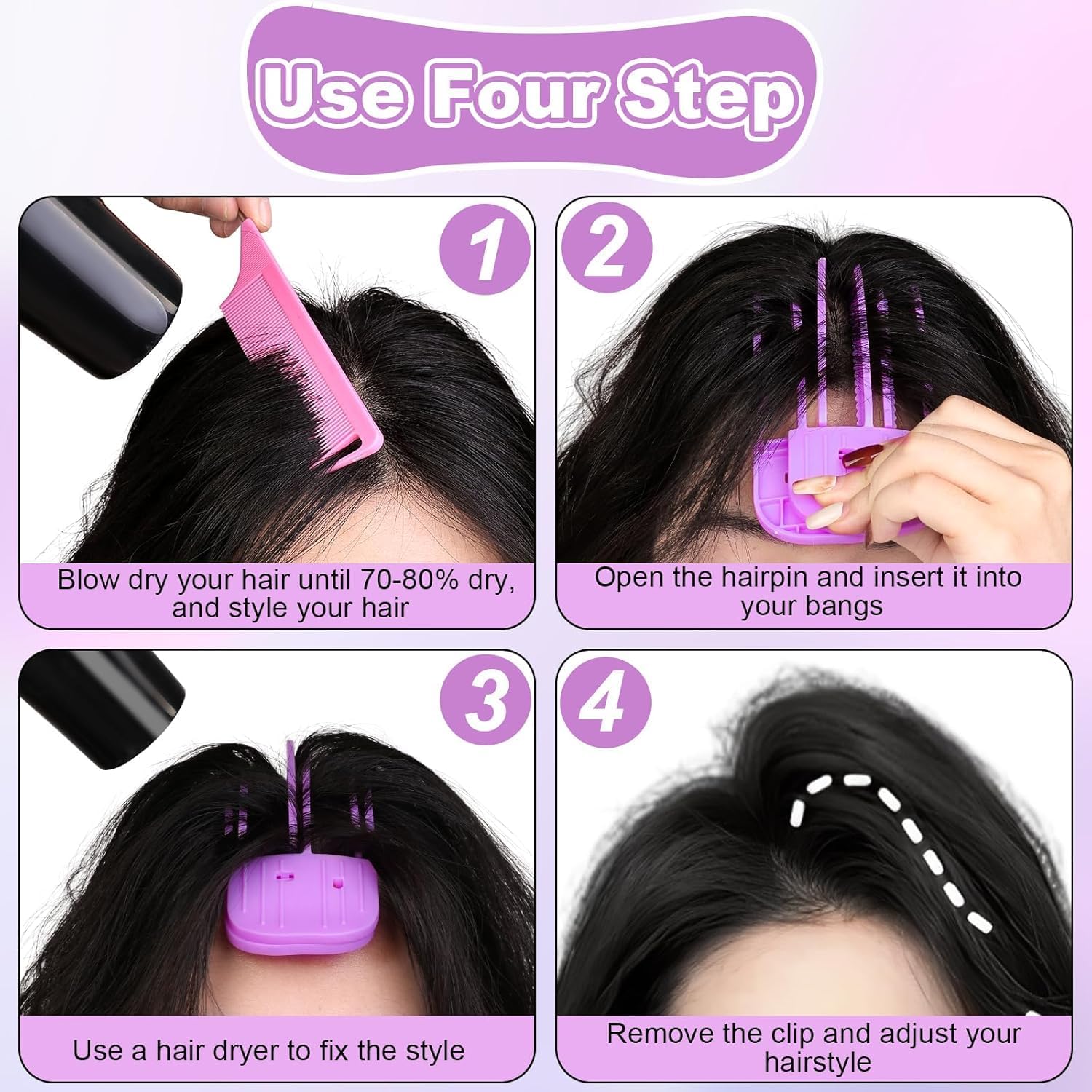 2 Pcs Wind Shaping Styling Comb for Fluffy Bangs,No-Trace Hair Root Lifting Hair Volume Clip,Easy High Crown Volume Tool,Quick Hair Styling Tools Volumizing Hair Clips for All Hair Types Rose Red