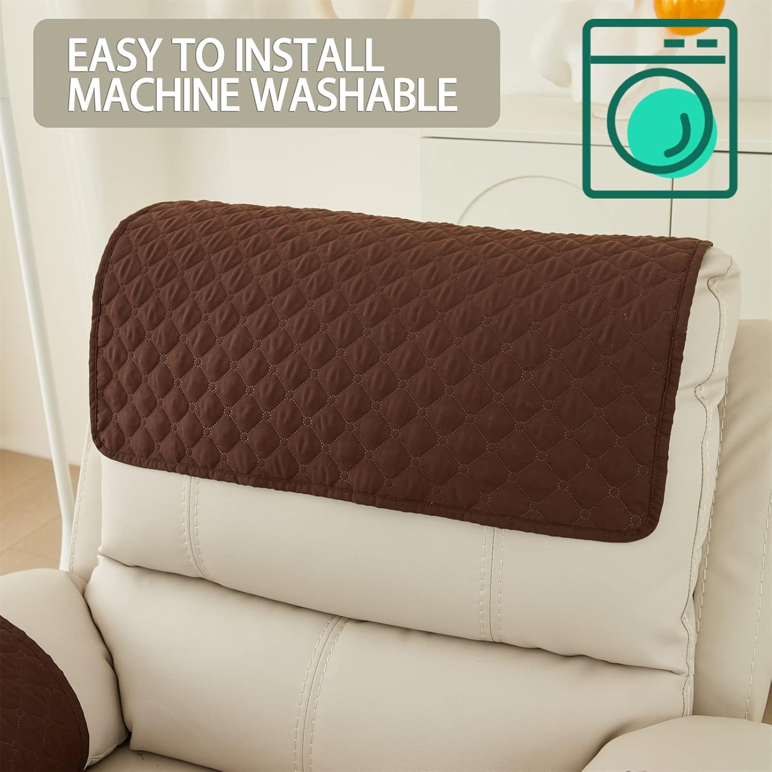 Armrest Chair Covers, Stretch Armchair Couch Arm Rest Cover, Waterproof Armchair Slipcover Nonslip Quilted Furniture Protector for Pets Leather Sofa Couch Dark Brown,1 Person Set of 3