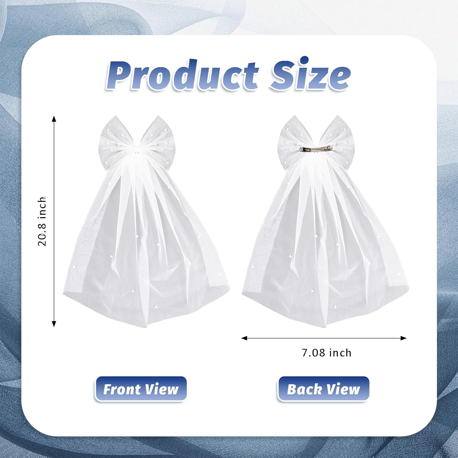 Bride Accessories Hair Bow Pearl Wedding Veil with Barrette Bachelorette Party