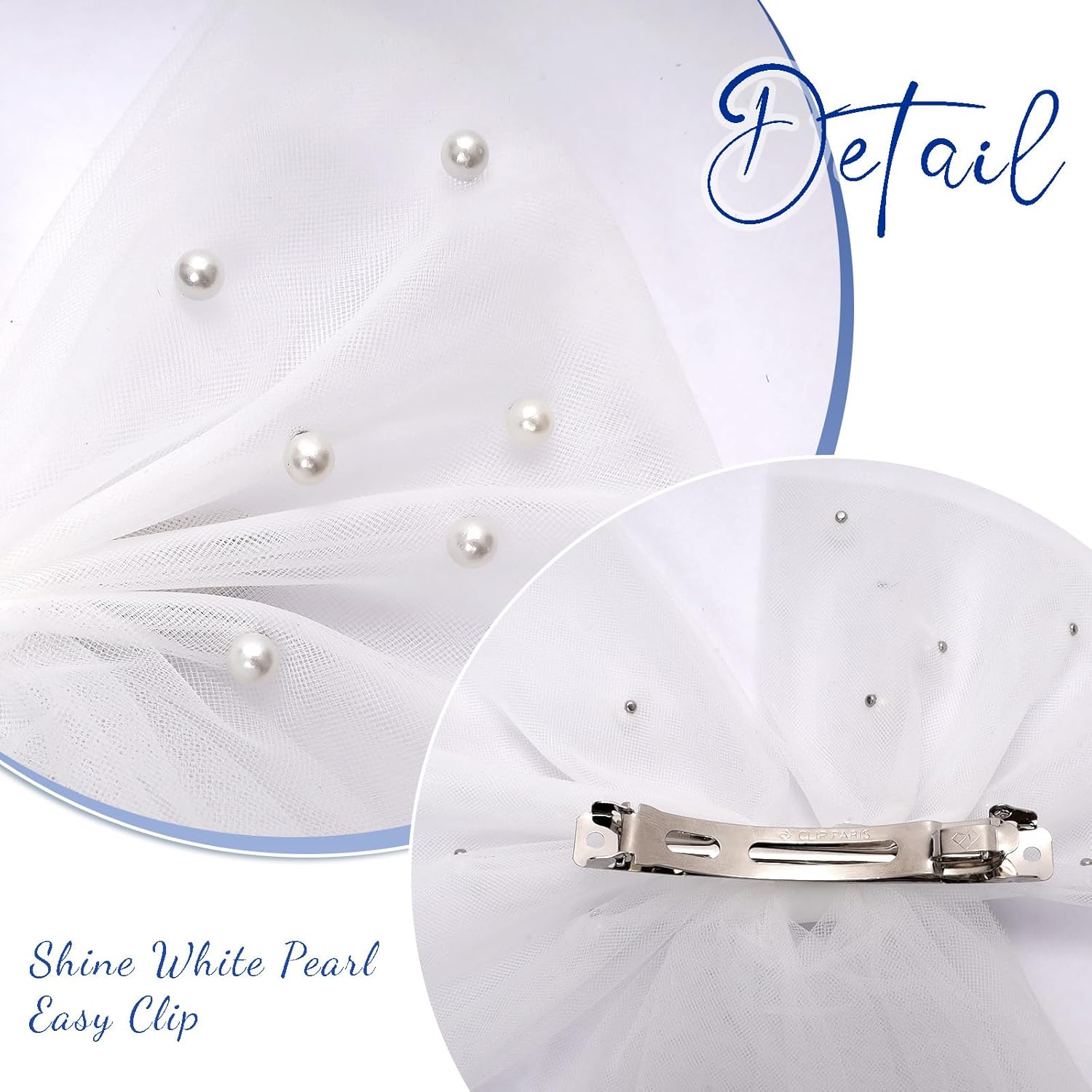 Bride Accessories Hair Bow Pearl Wedding Veil with Barrette Bachelorette Party