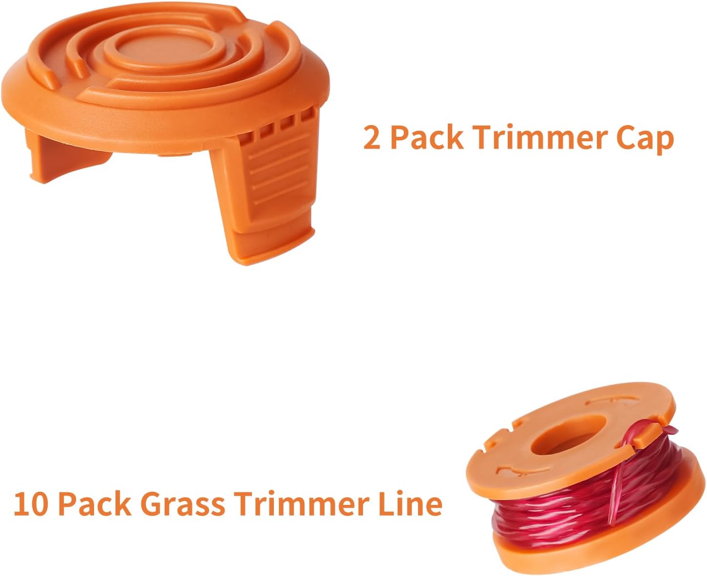 12 Pack Trimmer Spool Line for Worx, WA0010 Edger Spools Replacement for Worx, 0.065 inch Trimmer Line Refills for Worx, Compatible with Worx String Trimmers 10 Grass Trimmer Line, 2 Trimmer Cap
