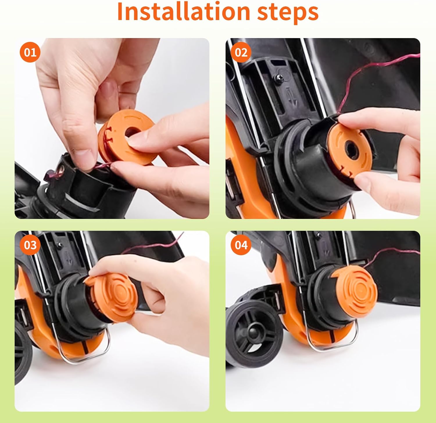 12 Pack Trimmer Spool Line for Worx, WA0010 Edger Spools Replacement for Worx, 0.065 inch Trimmer Line Refills for Worx, Compatible with Worx String Trimmers 10 Grass Trimmer Line, 2 Trimmer Cap