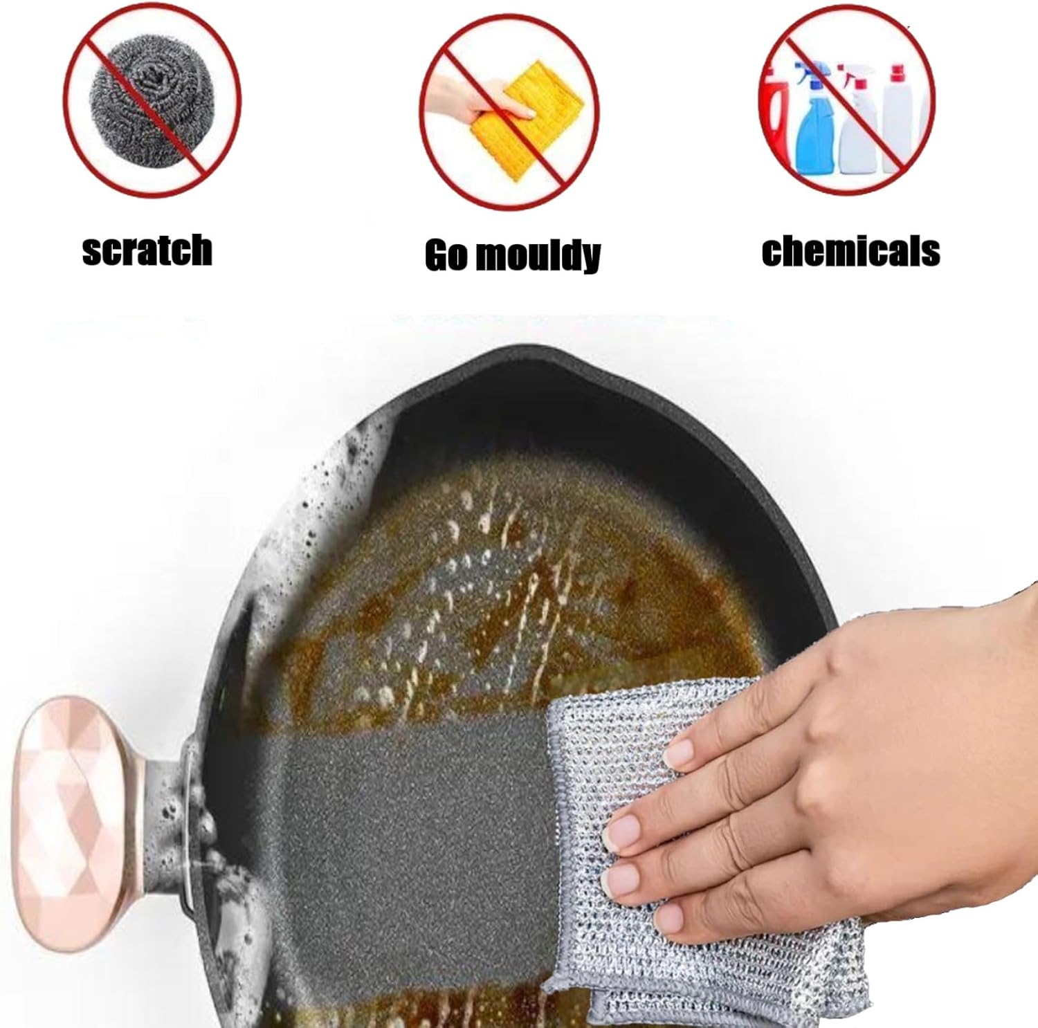 Wire Mesh Cleaning Cloth,Non Scratch Wire Dishcloth,Wire Dishwashing Rags,Multipurpose Metal Miracle Washing Rag,Reusable Steel Wool Scrubber for Kitchen Cleaning 10pcs Suitable for Dishes,Pots, Dish