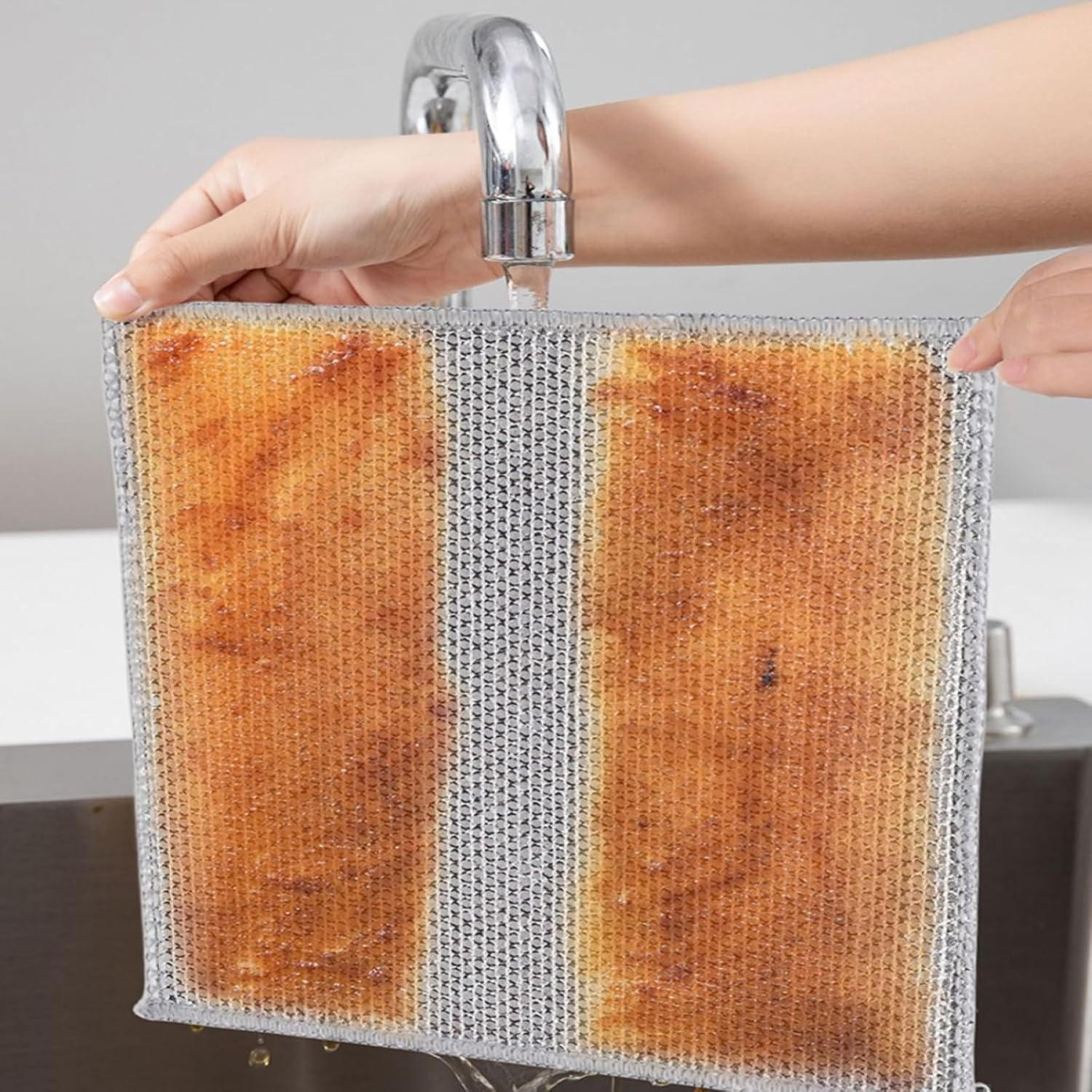 Wire Mesh Cleaning Cloth,Non Scratch Wire Dishcloth,Wire Dishwashing Rags,Multipurpose Metal Miracle Washing Rag,Reusable Steel Wool Scrubber for Kitchen Cleaning 10pcs Suitable for Dishes,Pots, Dish