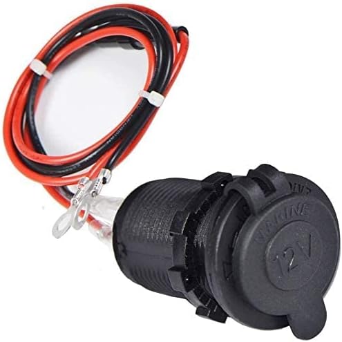 12V Car Cigarette Lighter Socket Waterproof and Dustproof plug socket for Car Truck Motobike Boats Marine ATV, with Fuse & 60cm Cable Black-1PCS