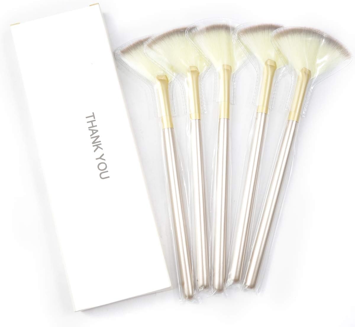 Slim Soft Facial Fan Brush,Makeup Cosmetic Multi Use, Mask Acid Applicator for Glycolic Peel Masques,Chemical Peel Brush,Pack of 5