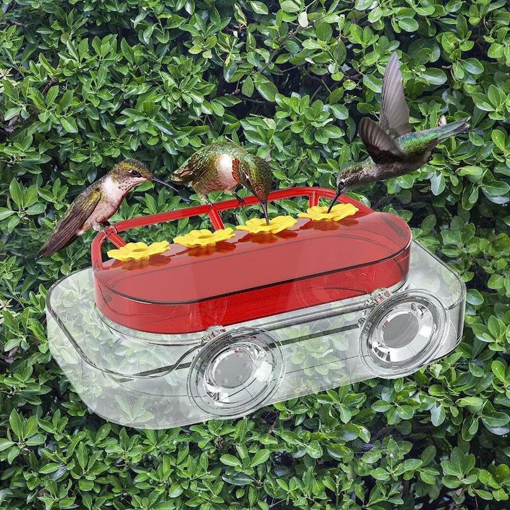 Window Hummingbird Feeders - Hanging Hummingbird Feeder with Suction Cup, Tabletop Humming Bird Feeder Bird Water Station Trays, Easy to Clean and Refill Plastic Humming Bird Feeder Yellow