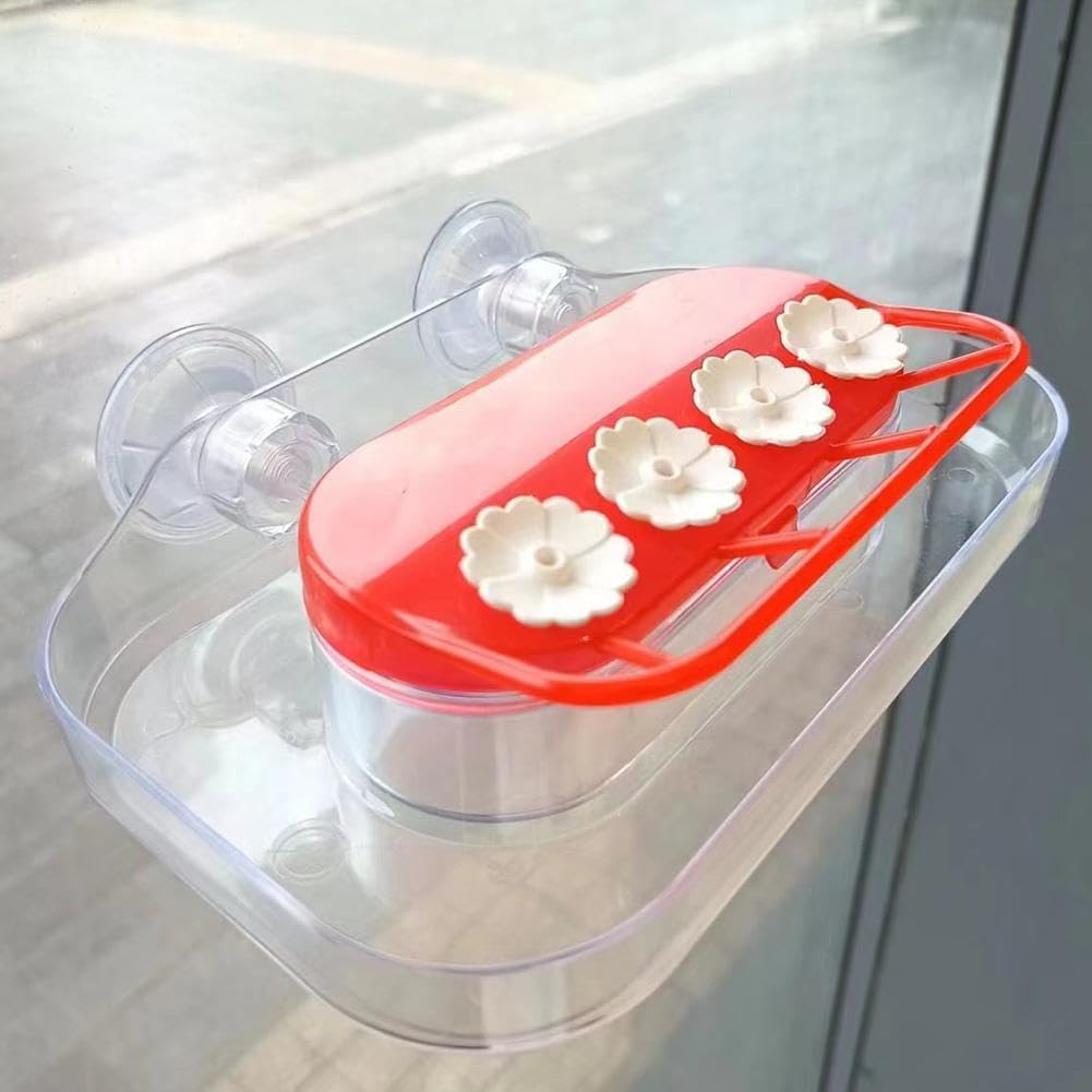 Window Hummingbird Feeders - Hanging Hummingbird Feeder with Suction Cup, Tabletop Humming Bird Feeder Bird Water Station Trays, Easy to Clean and Refill Plastic Humming Bird Feeder Yellow