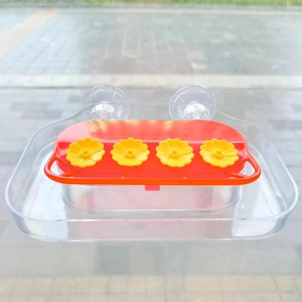 Window Hummingbird Feeders - Hanging Hummingbird Feeder with Suction Cup, Tabletop Humming Bird Feeder Bird Water Station Trays, Easy to Clean and Refill Plastic Humming Bird Feeder Yellow