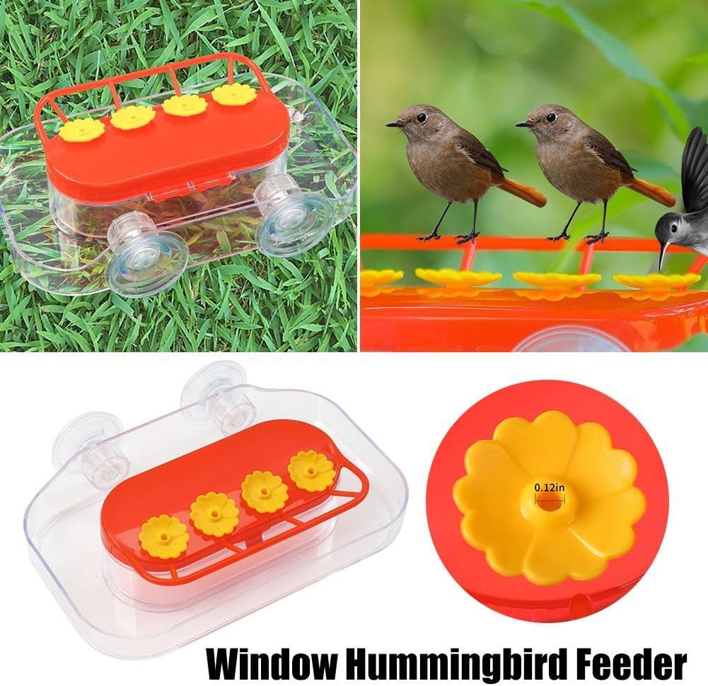 Window Hummingbird Feeders - Hanging Hummingbird Feeder with Suction Cup, Tabletop Humming Bird Feeder Bird Water Station Trays, Easy to Clean and Refill Plastic Humming Bird Feeder Yellow