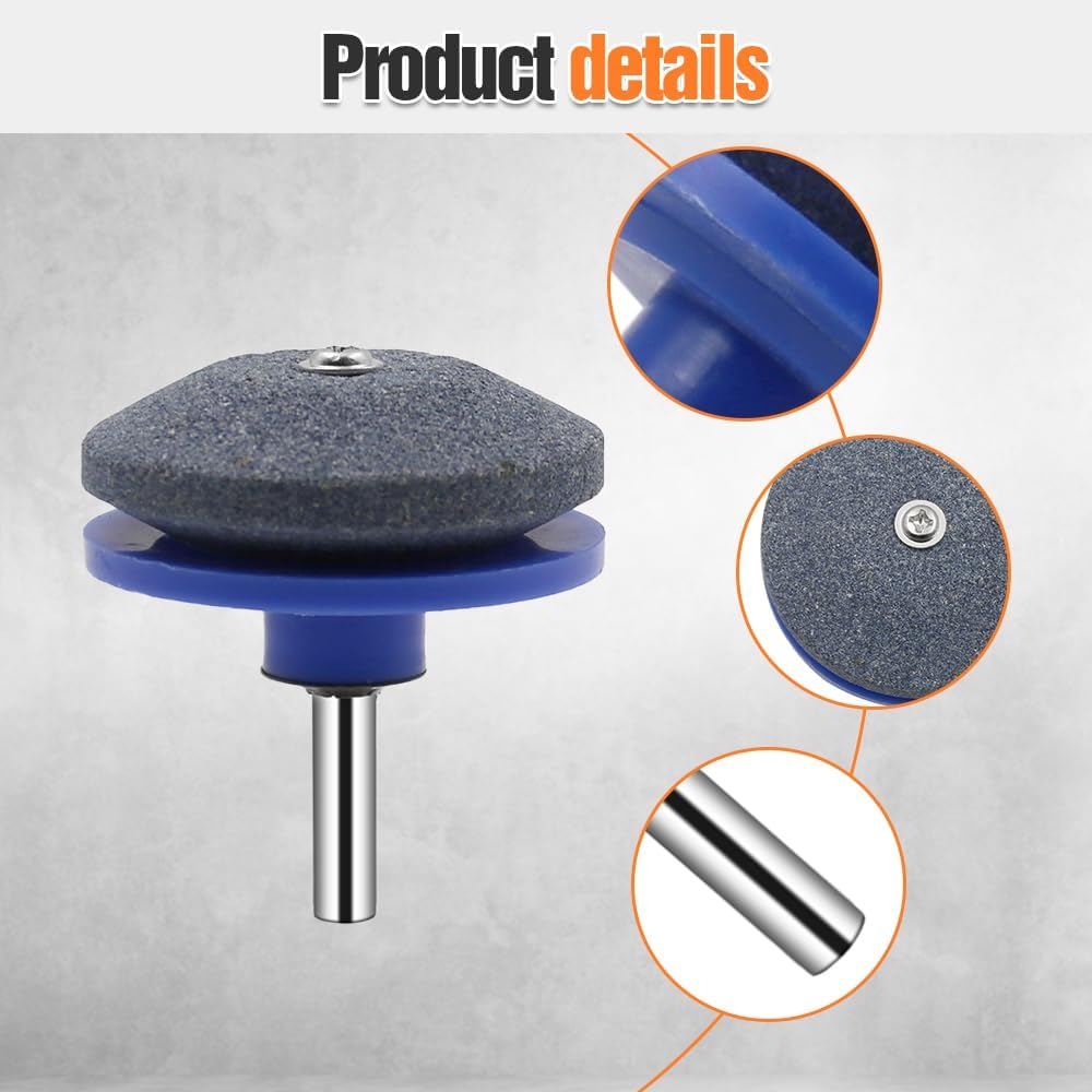 Lawn Mower Blade Sharpener, 3/4/5PCS Lawn Mower Blade Sharpener Tool Kits, Universal Lawnmower Blade Sharpener for Any Hand Drill for Man Dad Blue/3PC