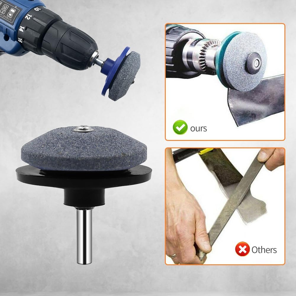Lawn Mower Blade Sharpener, 3/4/5PCS Lawn Mower Blade Sharpener Tool Kits, Universal Lawnmower Blade Sharpener for Any Hand Drill for Man Dad Blue/3PC