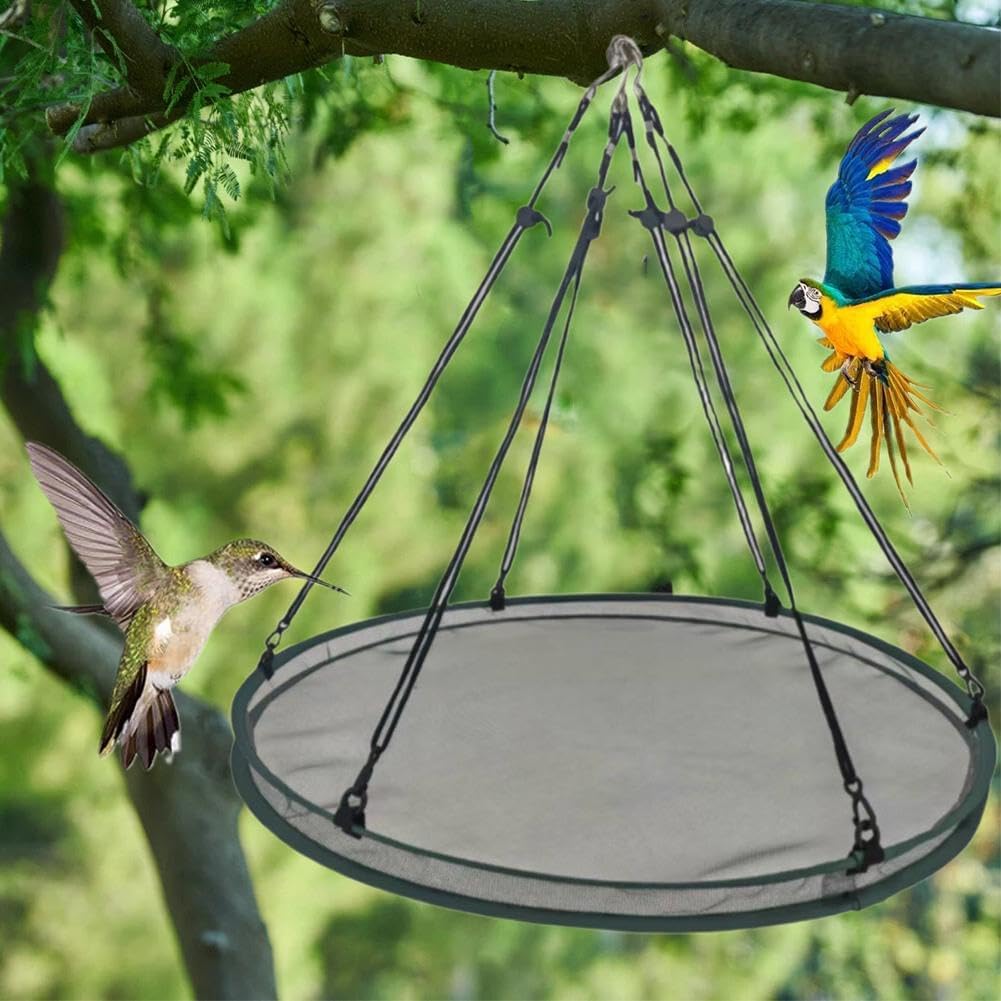 Bird Seed Catcher Tray for Hanging Bird Feeder, Large Outdoor Platform Tray with Adjustable Hanging Hoop, Deep Birdseed Holder for Hummingbird and Bee Feeders in Garden, Lawn, Backyard L