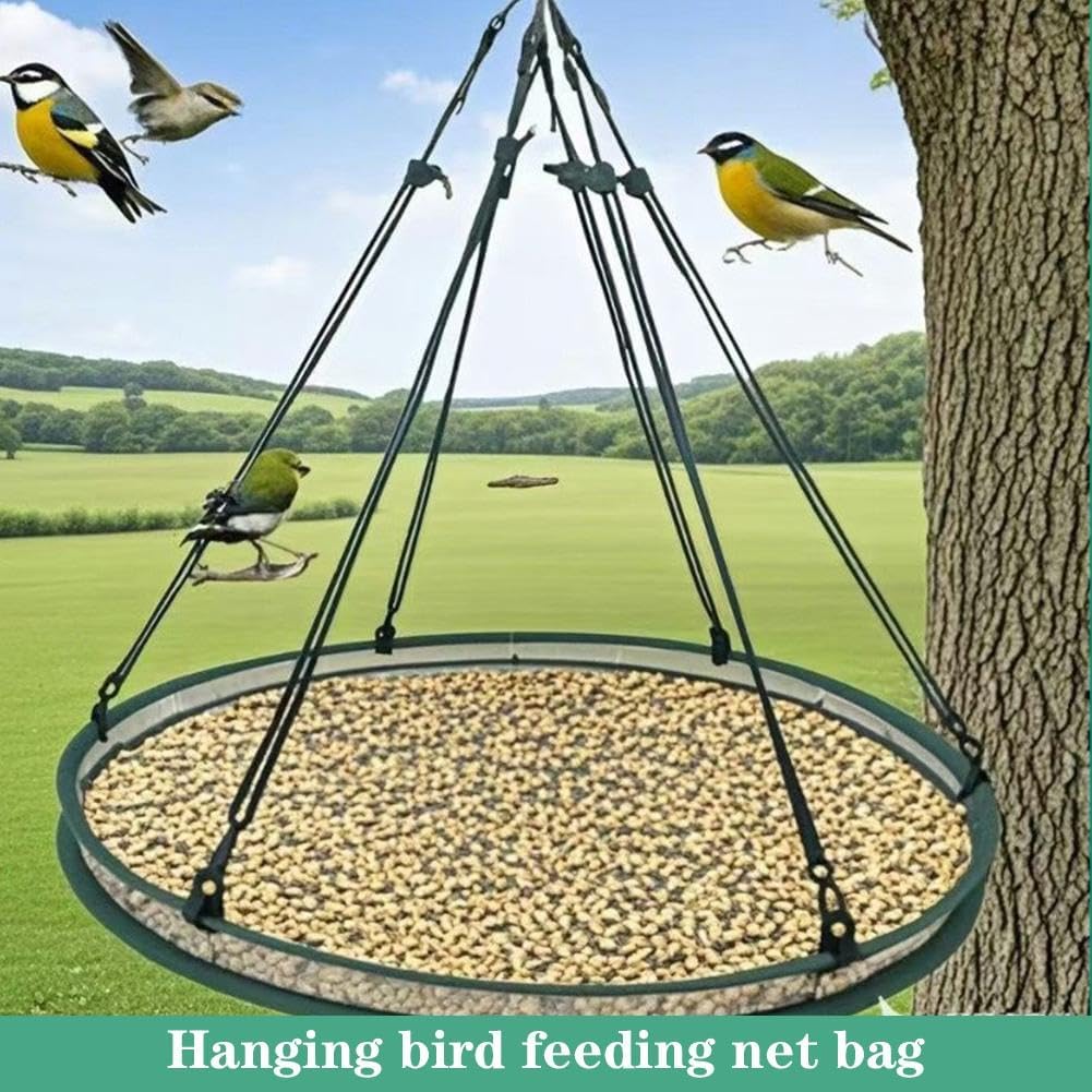Bird Seed Catcher Tray for Hanging Bird Feeder, Large Outdoor Platform Tray with Adjustable Hanging Hoop, Deep Birdseed Holder for Hummingbird and Bee Feeders in Garden, Lawn, Backyard L