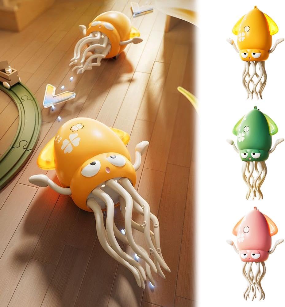 Magic Dancing Octopus Toy, Electric Dancing Octopus Baby Toy, Automatic Evasion Octopus Toy with Led Light and Music, Electronic Early Development Toys Birthday Gifts Gray