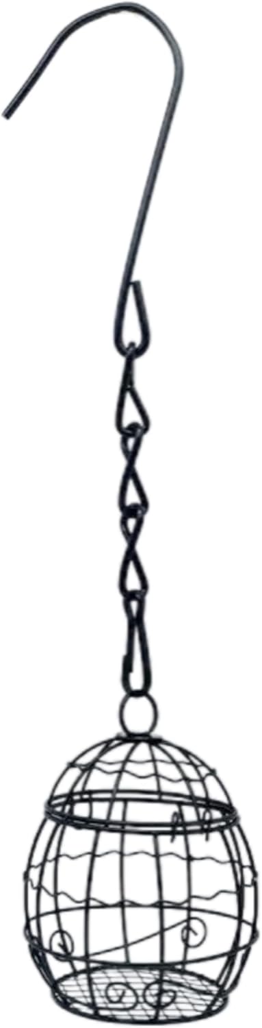 Outdoor Bird Nesting Ball,Metal Hanging Bird Cage,Outdoor Grid Bird Feeder,Garden Patio Nesting Ball,Design for Bird Lover Gifts,Bird Watching Gifts,Garden Ornament Black, Large