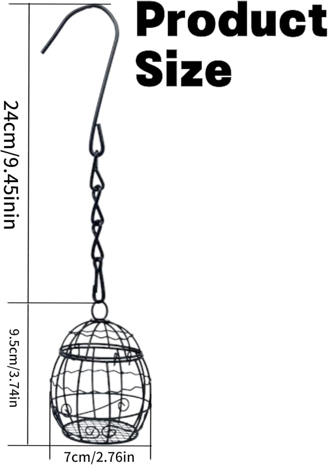 Outdoor Bird Nesting Ball,Metal Hanging Bird Cage,Outdoor Grid Bird Feeder,Garden Patio Nesting Ball,Design for Bird Lover Gifts,Bird Watching Gifts,Garden Ornament Black, Large