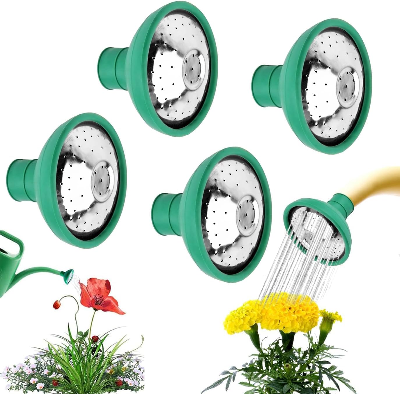 Universal Watering Can Head Replacement,Water Sprinkler Sprayer Rose Head Kettle Replacement Nozzles,Garden Shower Heads Watering Tool for Most Watering Jugs 4PCS
