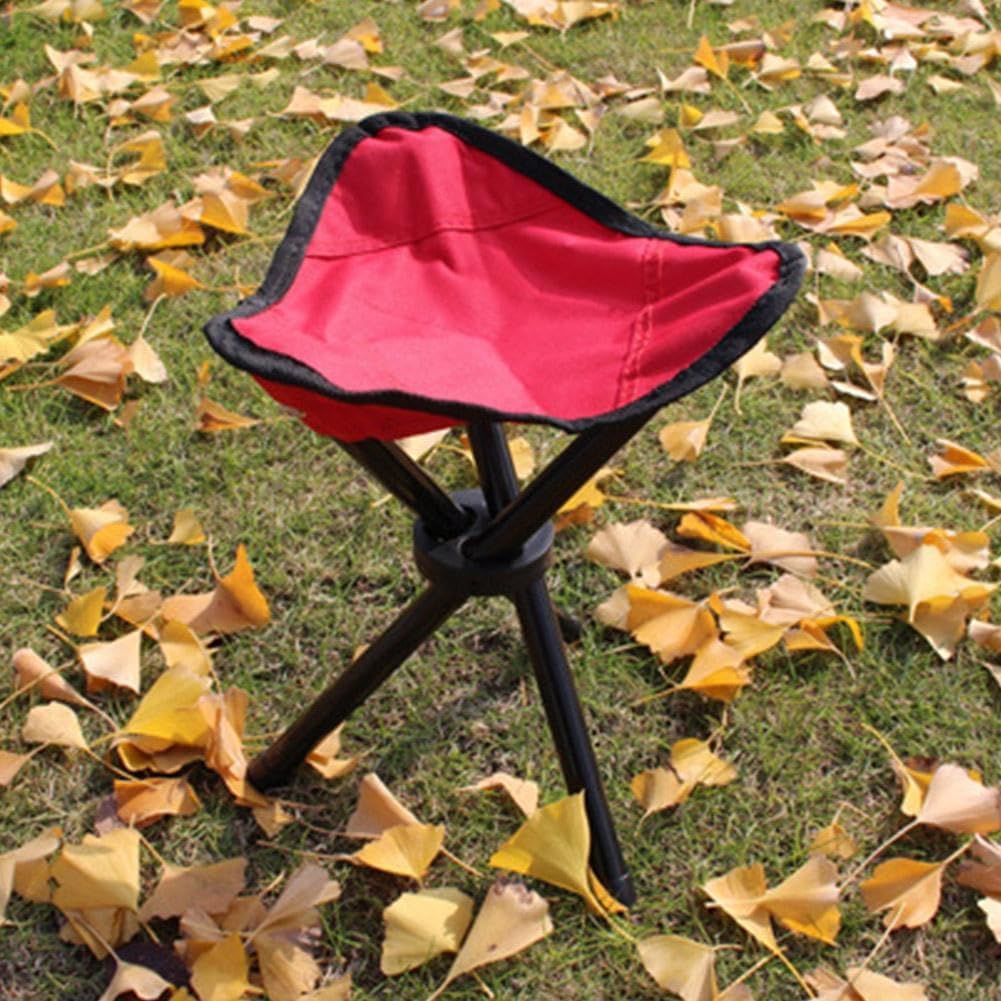 Travel Folding Camping Stool, Camping Fishing Stool for Adults, Portable Tripod Seat Fishing Chair Seat for Camping Fishing Hiking Gardening and Beach Garden Painting Red