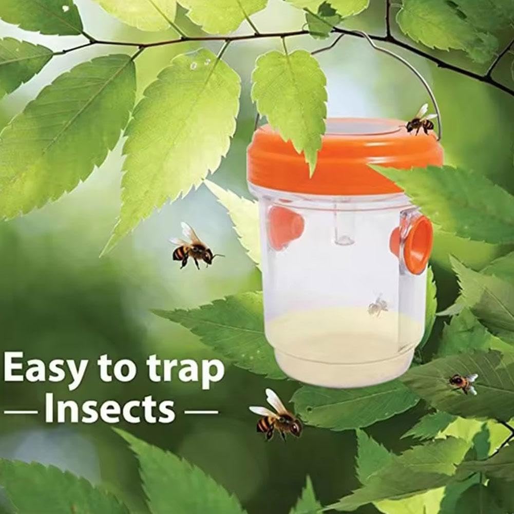 Solar Wasp Trap Outdoor Hanging,Solar Powered Bee Trap Reusable Fly Traps Outdoor Hanging Wasp Killer for Indoor Outdoor Patio Garden Home Orange
