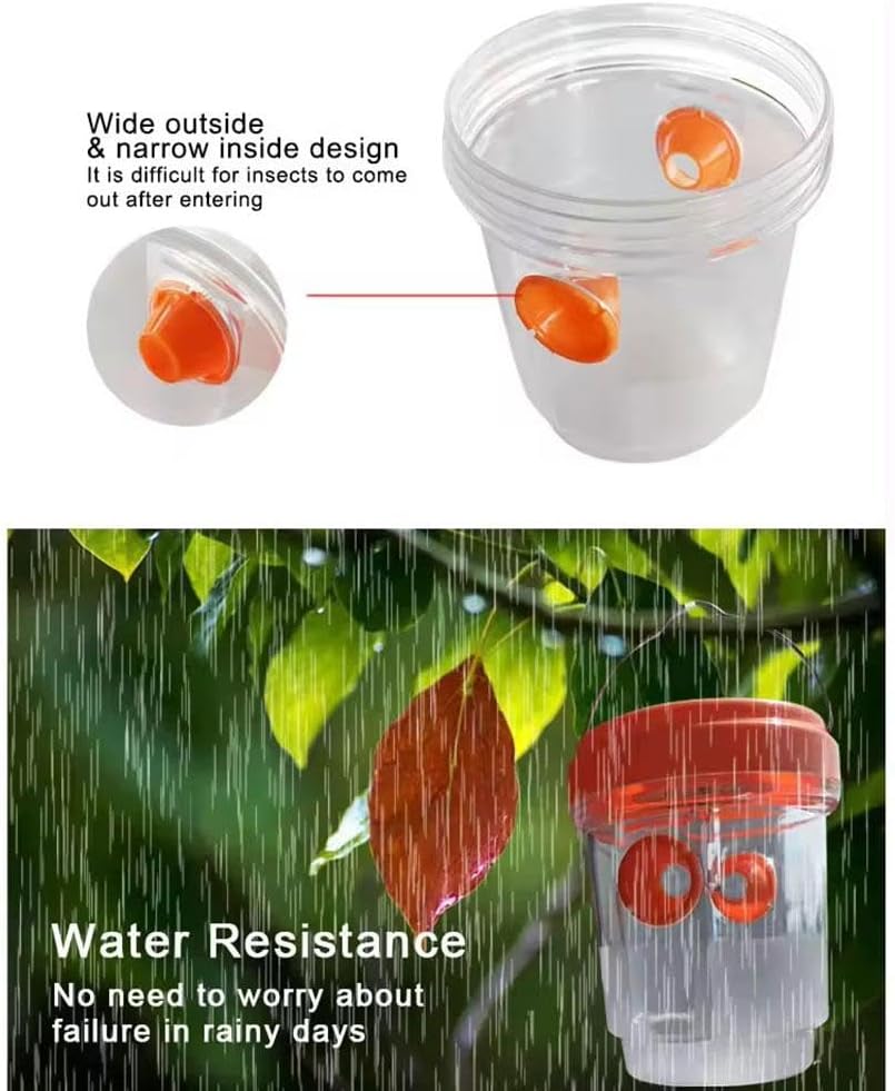Solar Wasp Trap Outdoor Hanging,Solar Powered Bee Trap Reusable Fly Traps Outdoor Hanging Wasp Killer for Indoor Outdoor Patio Garden Home Orange