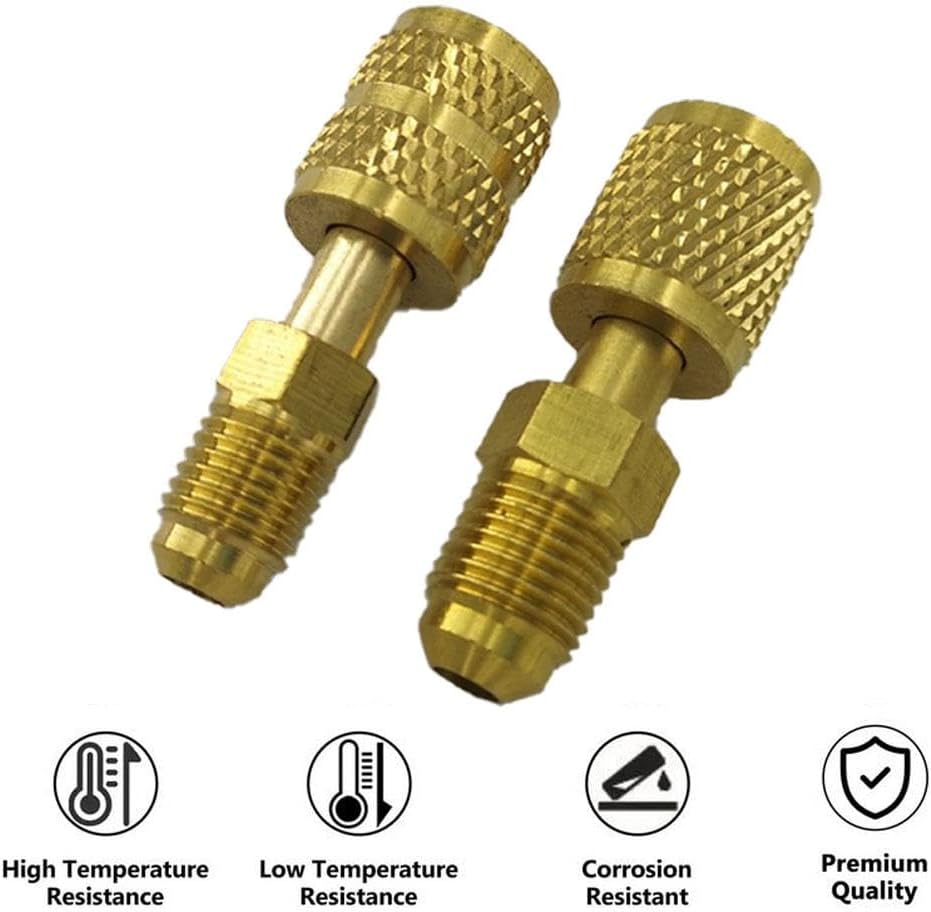 R410 R32 R22 Brass Adapter, Reverse Thread Fitting for R410/R32/R22 Mini Split Systems, Vacuum Pump & Gauge Hose Connector, Easy to Install Durability