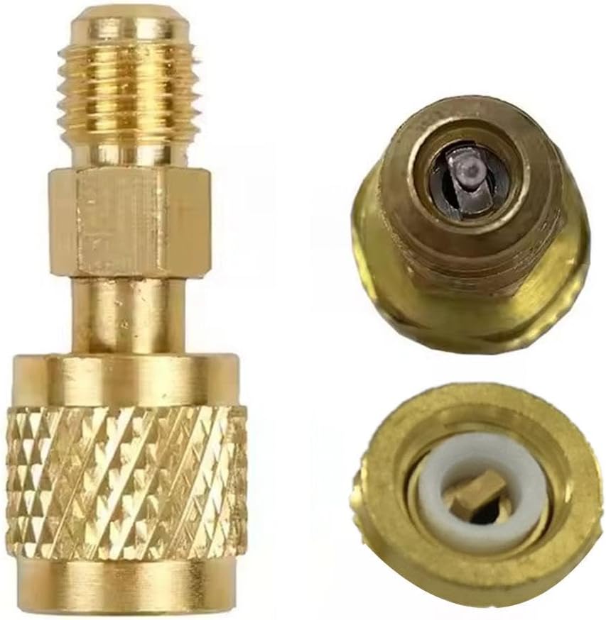 R410 R32 R22 Brass Adapter, Reverse Thread Fitting for R410/R32/R22 Mini Split Systems, Vacuum Pump & Gauge Hose Connector, Easy to Install Durability