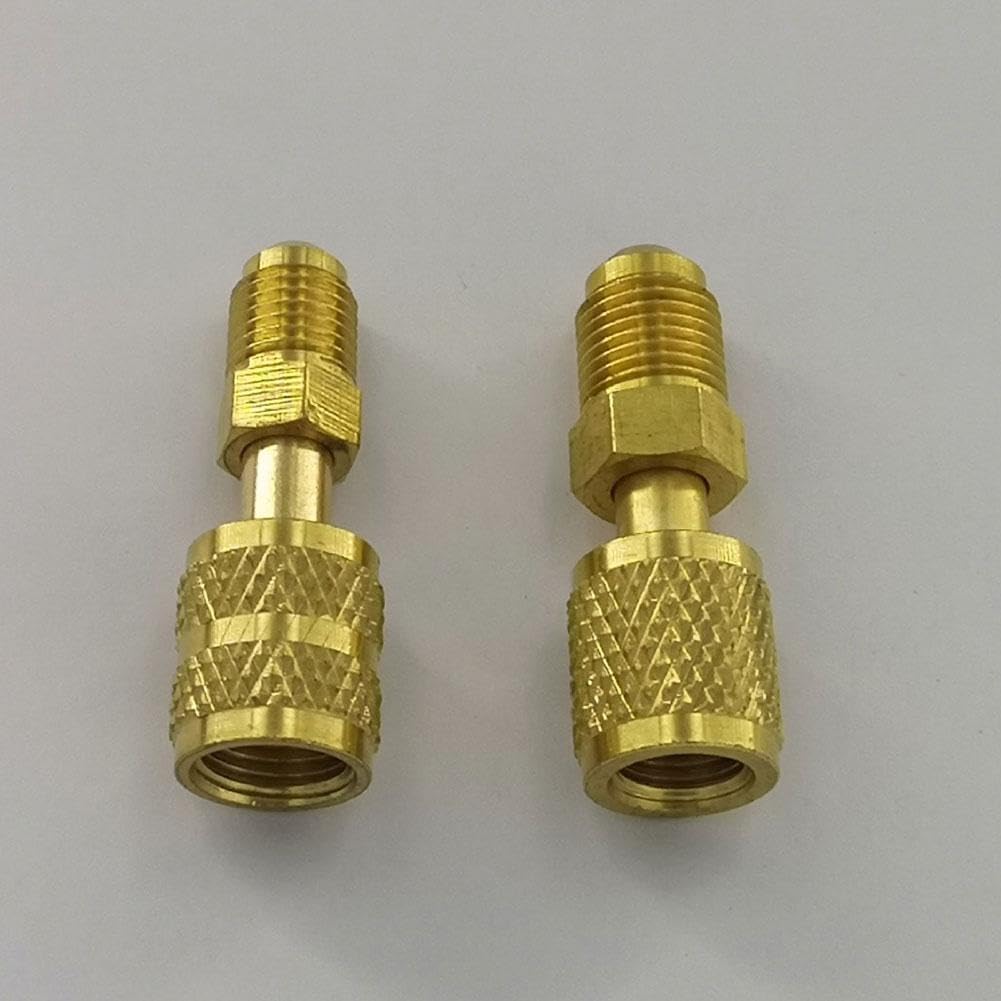R410 R32 R22 Brass Adapter, Reverse Thread Fitting for R410/R32/R22 Mini Split Systems, Vacuum Pump & Gauge Hose Connector, Easy to Install Durability
