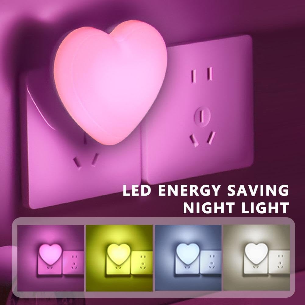 Love Heart Night Lights Plug into Wall - Heart Shape Nursery Nightlight with Light Sensors, Cute Soft LED Nightlight with Soft Warm Light for Bedroom, Nursery, Bathroom, Hallway White