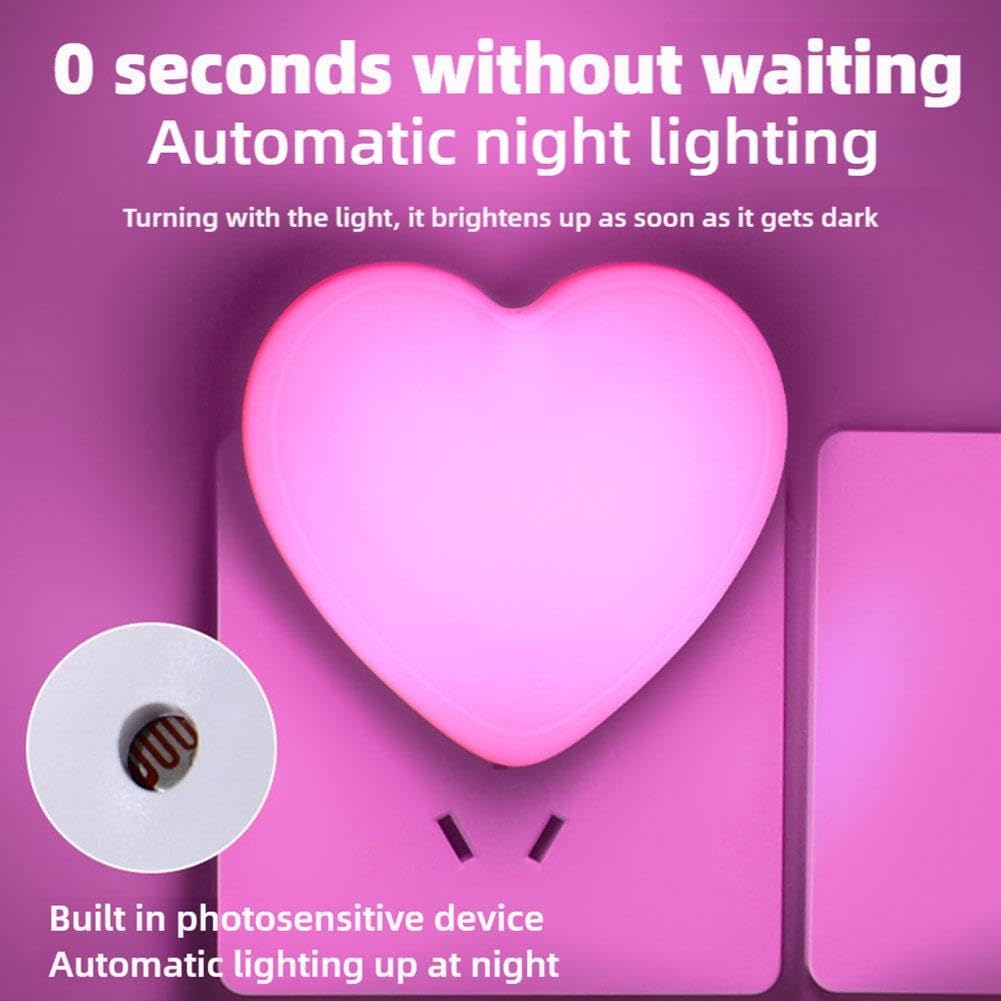 Love Heart Night Lights Plug into Wall - Heart Shape Nursery Nightlight with Light Sensors, Cute Soft LED Nightlight with Soft Warm Light for Bedroom, Nursery, Bathroom, Hallway White
