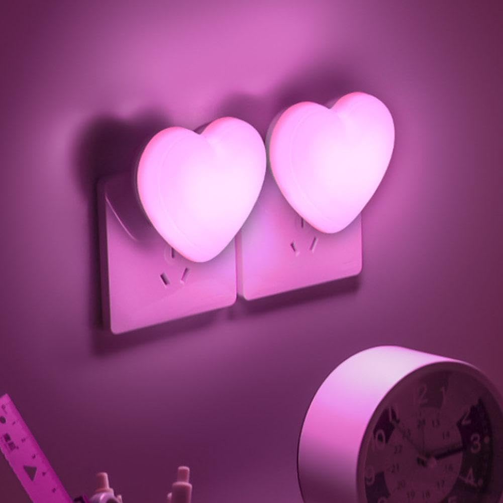 Love Heart Night Lights Plug into Wall - Heart Shape Nursery Nightlight with Light Sensors, Cute Soft LED Nightlight with Soft Warm Light for Bedroom, Nursery, Bathroom, Hallway White