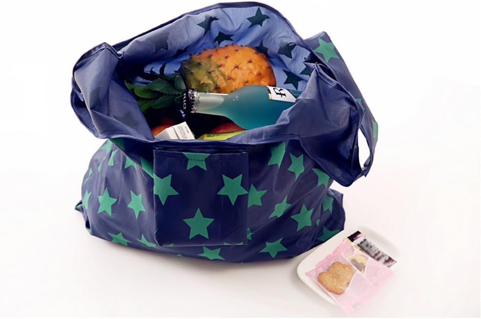 4 Pack Foldable Shopping Bags Reusable Eco-friendly Grocery Tote Bags Shopper Bag Folding into Attached Pouch Random color