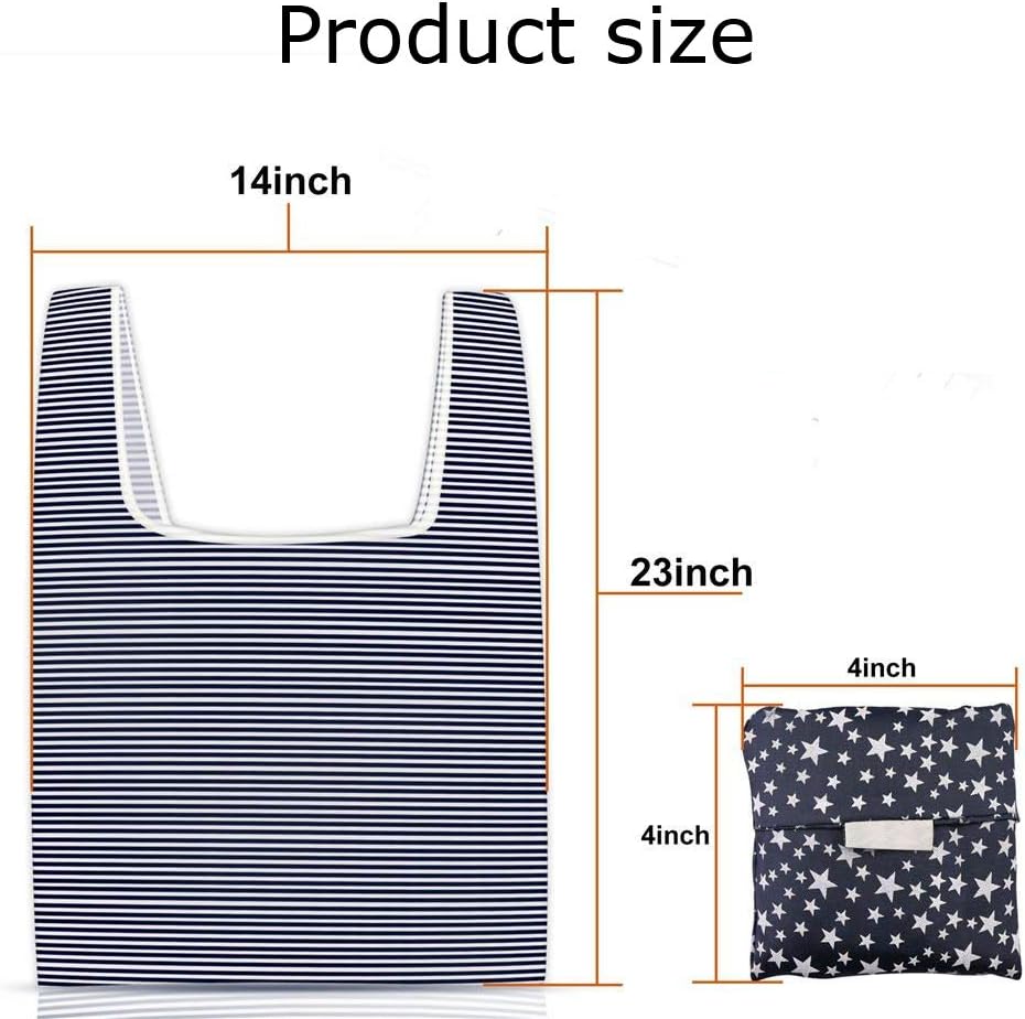 4 Pack Foldable Shopping Bags Reusable Eco-friendly Grocery Tote Bags Shopper Bag Folding into Attached Pouch Random color