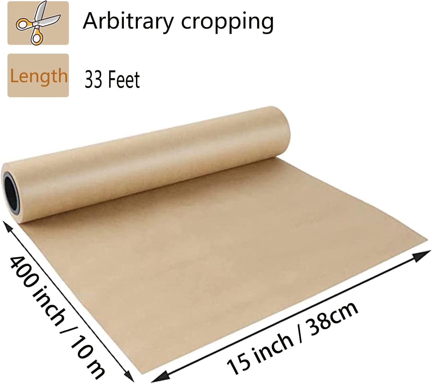 Brown Kraft Paper Roll - 15" x 33' 400" Brown Wrapping Paper for Packing Moving Small Craft Paper Roll for Gift Wrapping, Art