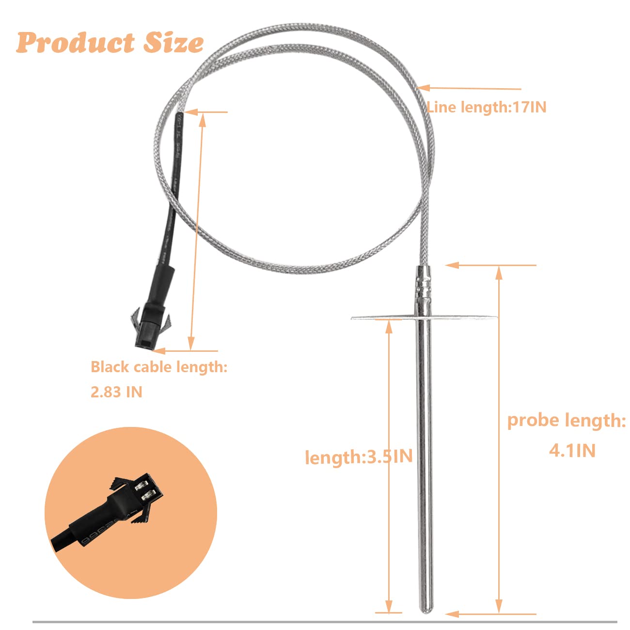 Replacement RTD Temperature Probe Sensor, Compatible with Pit Boss Pellet Grill PB1000XL-025-R00 V2 Heruisi
