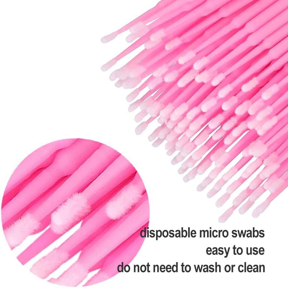 400PCS Micro Brush Disposable Micro Swabs for Eyelash Extension, Nails, Eyeliner Head Diameter: 2.0mm Pink