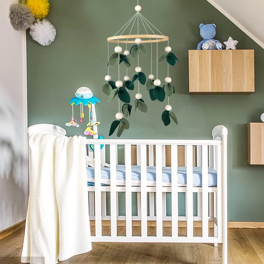 Cute Baby Mobile for Crib - Gender Neutral Mobile for Nursery Decor - Felt Cloth Leaves Mobile Boho Nursery Decor - Crib Mobile for Girls, Boys - Mobile for Bassinet