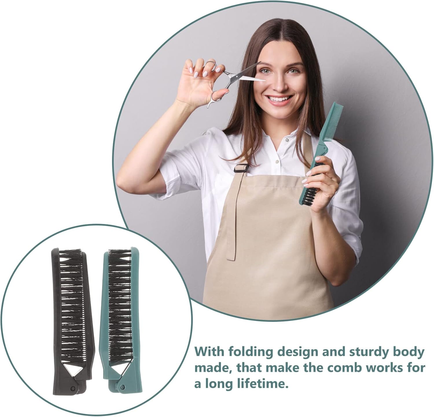 2Pcs Small Double Folding Hair Brush： Hair Styling Salon Brush Comb Folding Comb Double Use Comb for Curly And Straight Hair