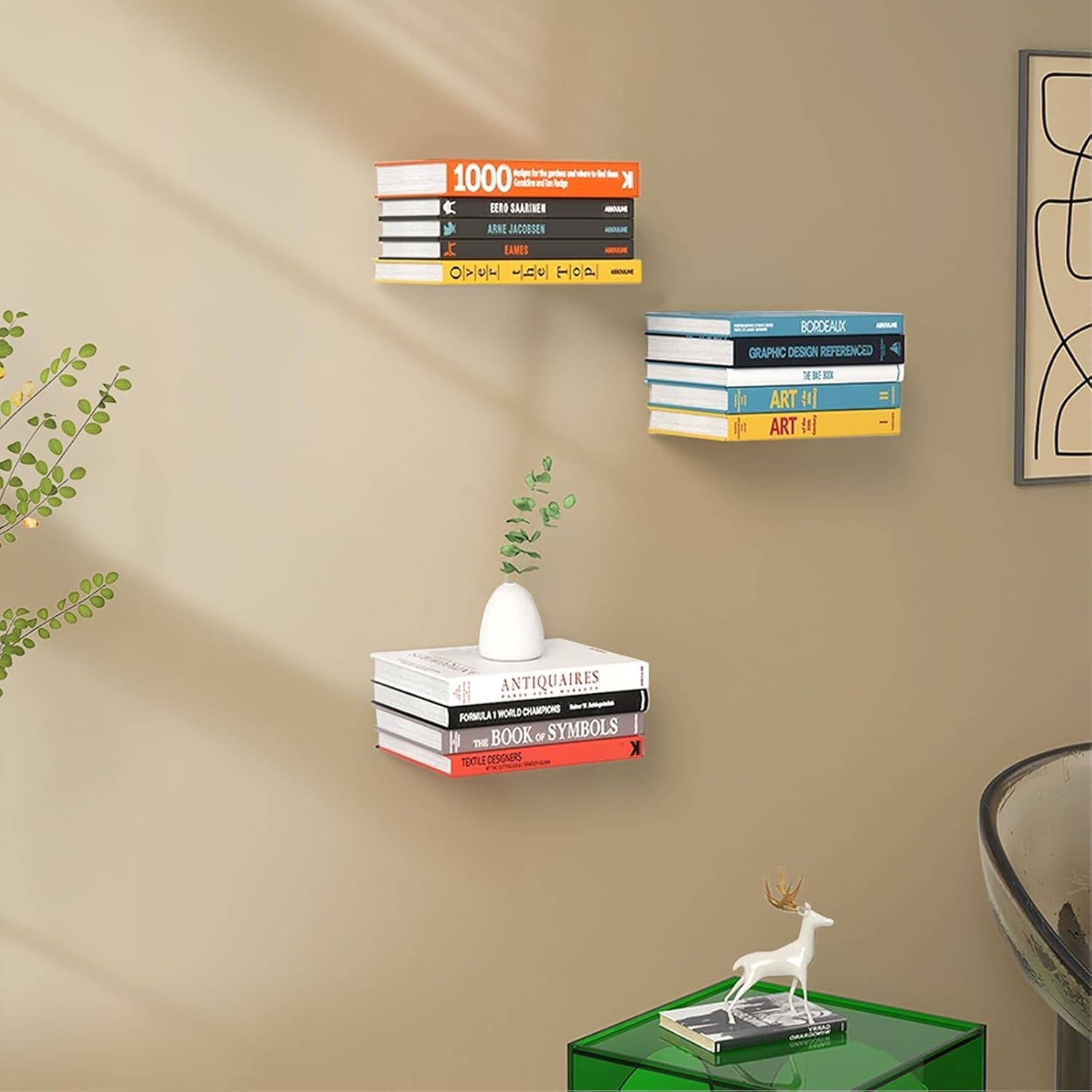 Invisible Floating Bookshelf - Modern White Wall Mount Metal Shelves for Room, Bedroom Bookcase, Small Bookshelf with Minimalist Design, Sleek Storage for Books & Decoratives 6PCS
