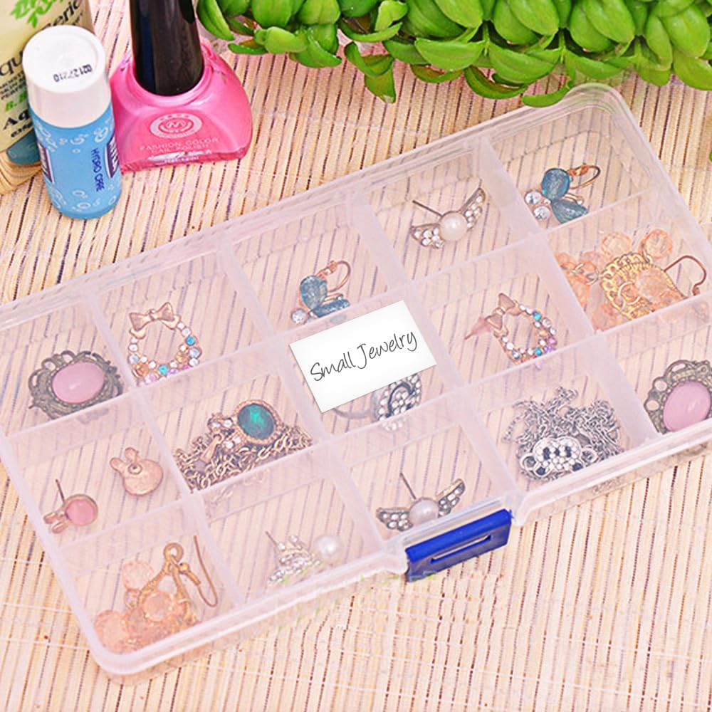 6-Pack Plastic Organizer Box, Clear Storage Containers with Adjustable Dividers, Tackle Box, Craft Storage Organizer, Bead Organizer Box for Jewelry, Small Parts, and Tools