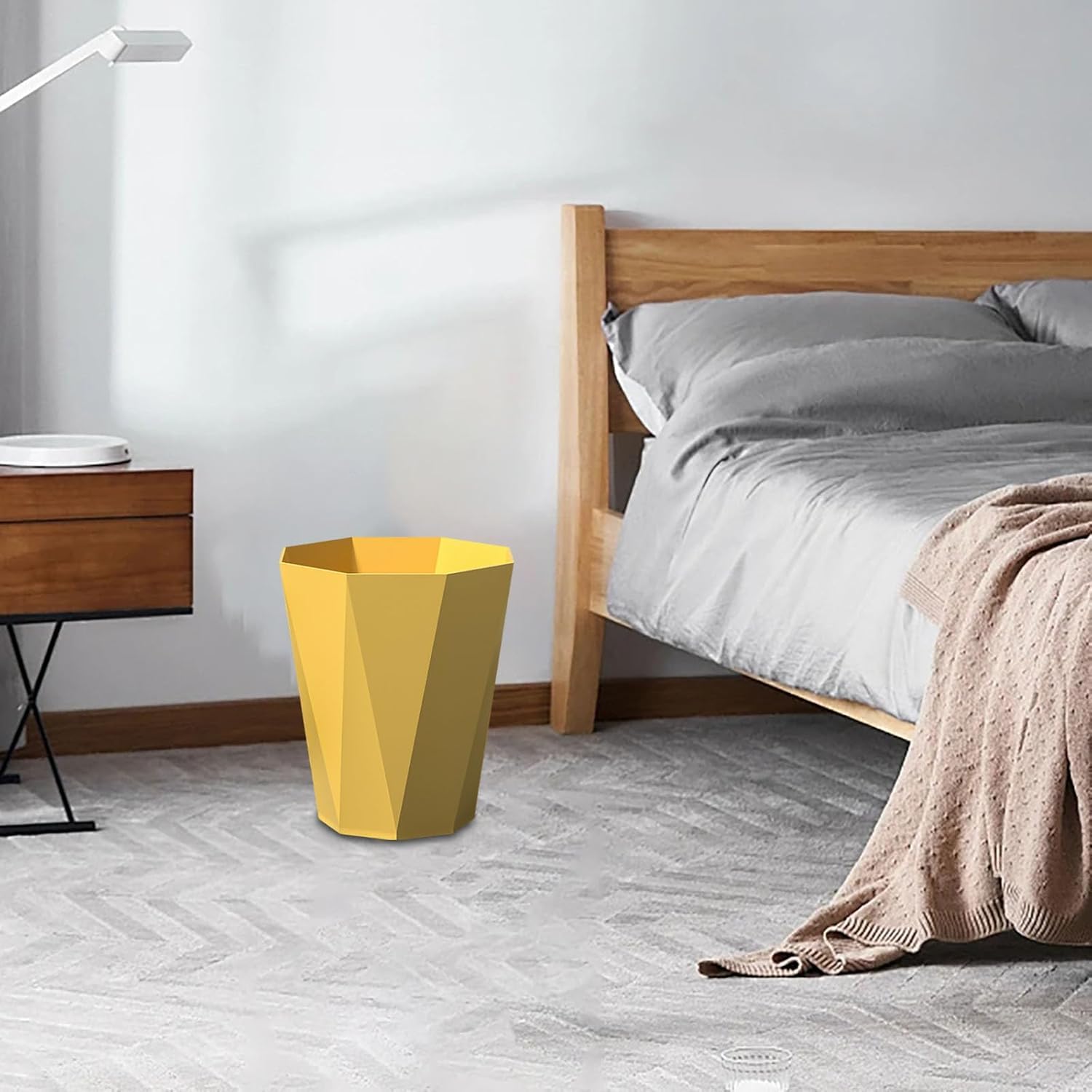 Polygon Small Trash Can,Bathroom Garbage Container, Office Organizer Plastic Wastebasket Rubbish Bin Paper Basket for Bathrooms, Kitchens,Laundry Room, Offices, Kids Rooms Yellow