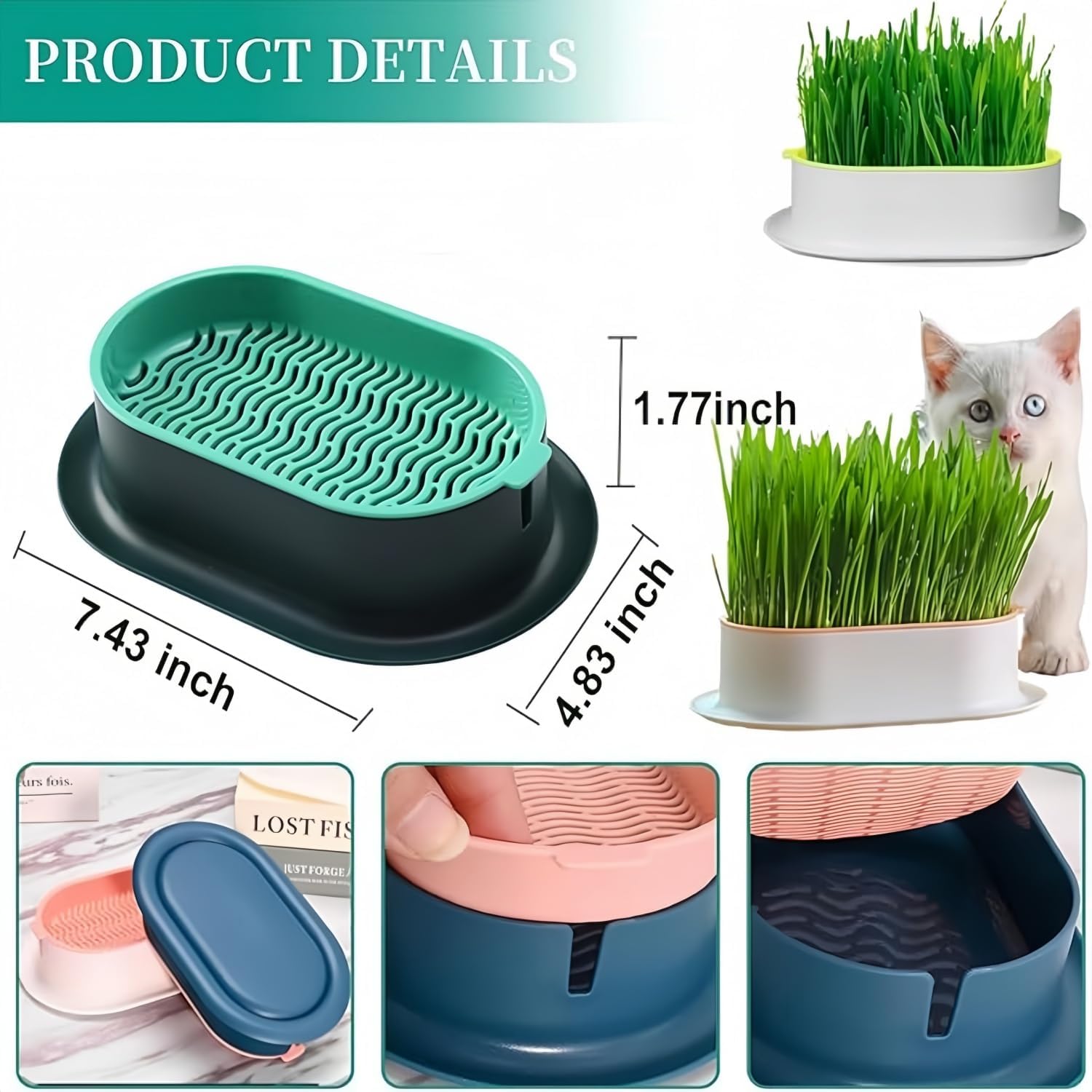 Cat Grass Planter Hydroponic Cat Grass No Seeds Included Catnip Wheatgrass Seed Sprout Tray Nursery Plant Plng Box for IndoorSoill