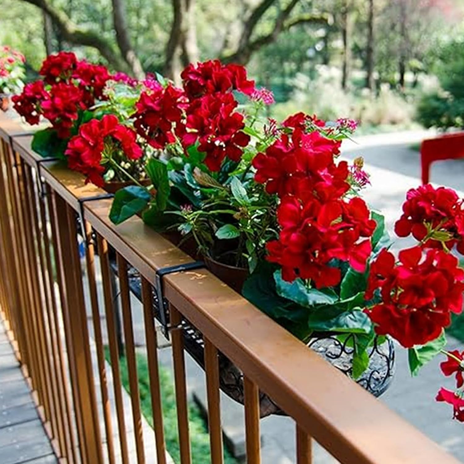 6Pcs Artificial Geraniums 14 Inch Lifelike Artificial Flowers with Adjustable Branches Long Lasting Vibrant Silk Geranium for Indoor Outdoor Red Faux Flower
