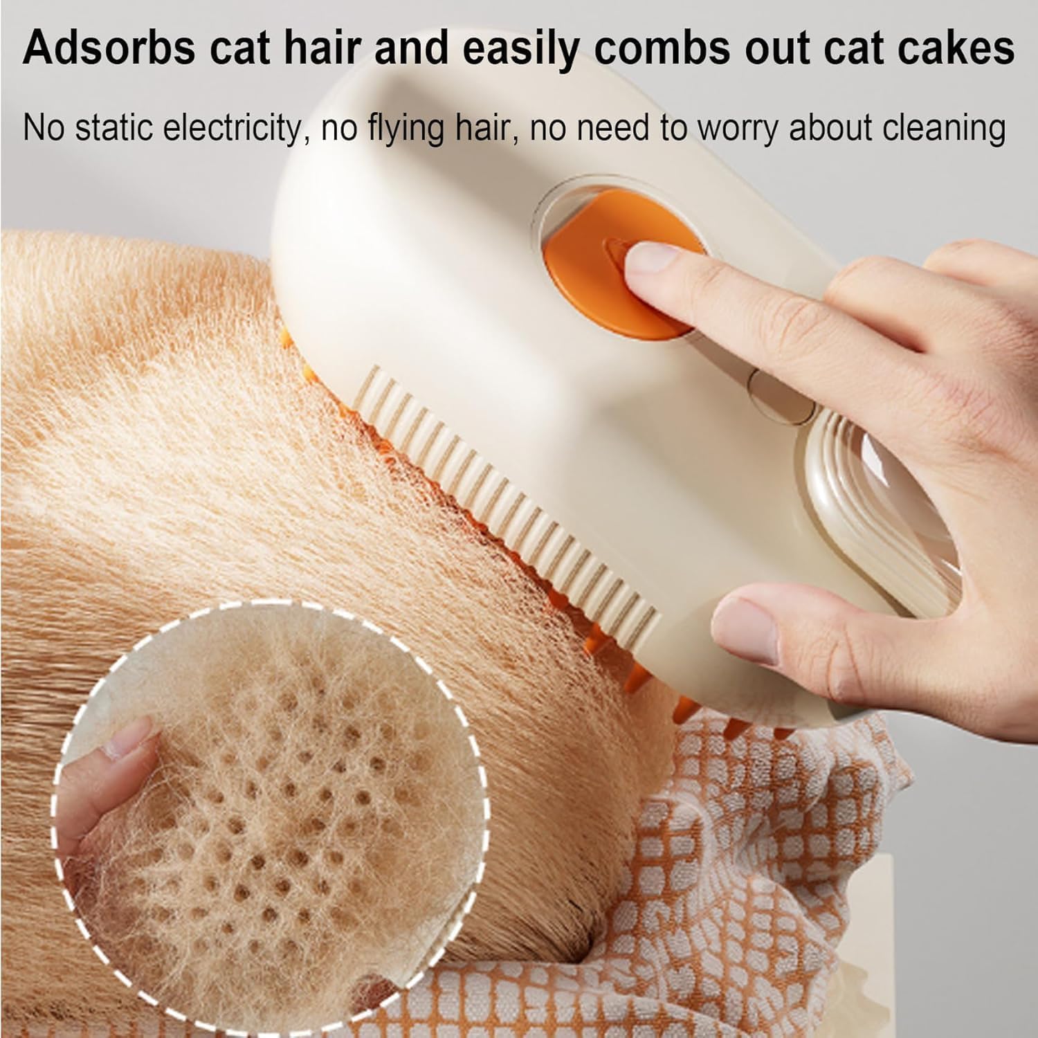 Puffease Spritz Defur Comb for Cats Dogs, Steam Pet Brush with Spray Function, Spray Defur Comb for Pet Bathing, Shedding & Grooming Purple