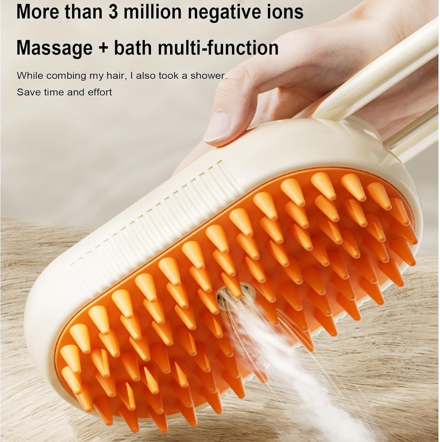 Puffease Spritz Defur Comb for Cats Dogs, Steam Pet Brush with Spray Function, Spray Defur Comb for Pet Bathing, Shedding & Grooming Purple