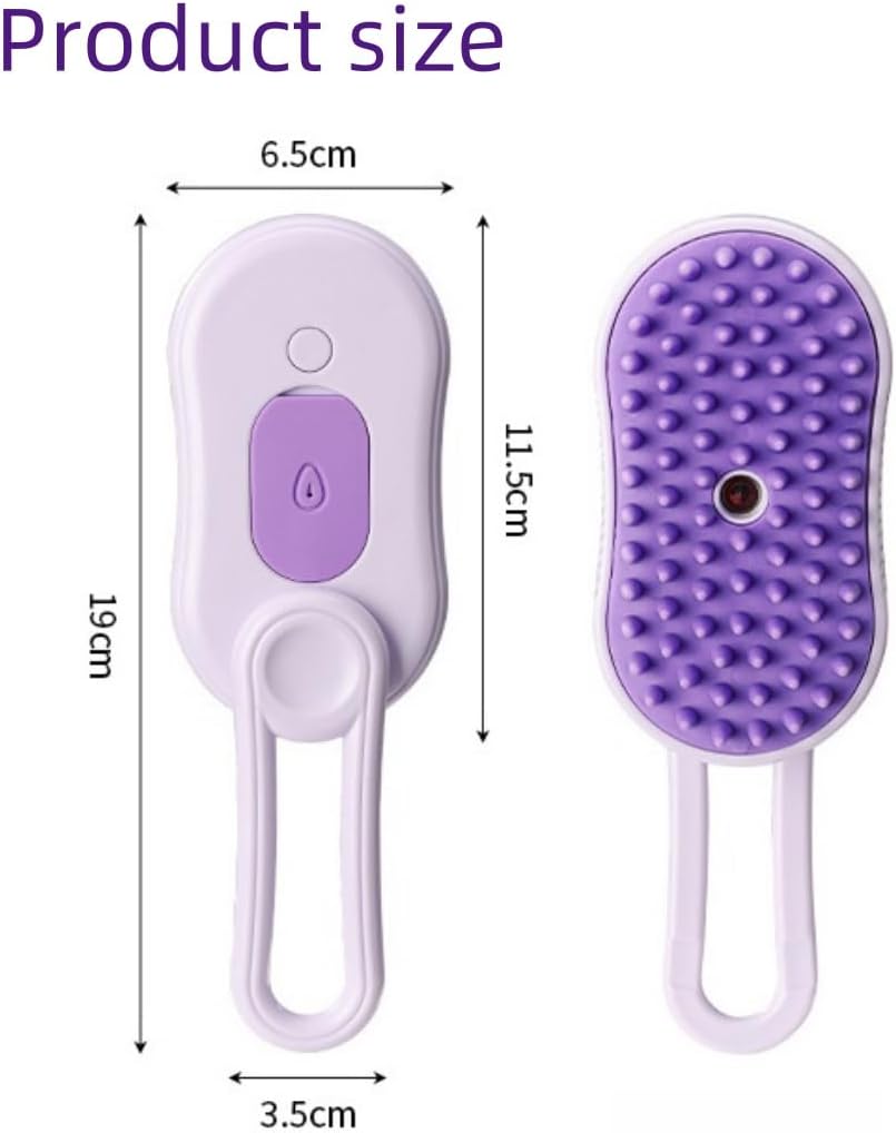 Puffease Spritz Defur Comb for Cats Dogs, Steam Pet Brush with Spray Function, Spray Defur Comb for Pet Bathing, Shedding & Grooming Purple