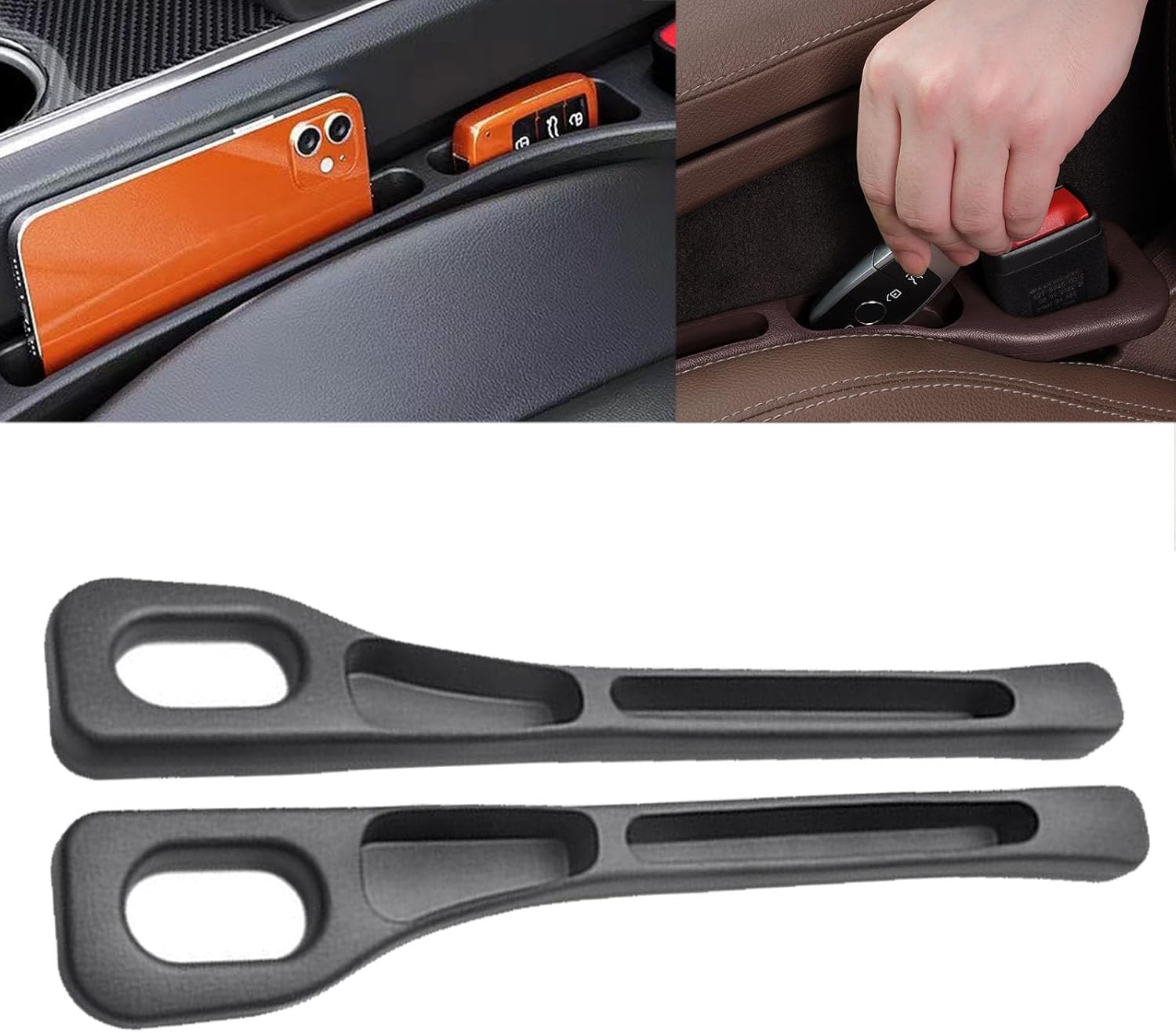 2PCS Nodrop Seat Guard,Car Seat Side Gap Filler, Place Your Phone, Cards, Wallet, Side Gap Fillers for All Cars Place Your Phone, Cards, Wallet BLACK B