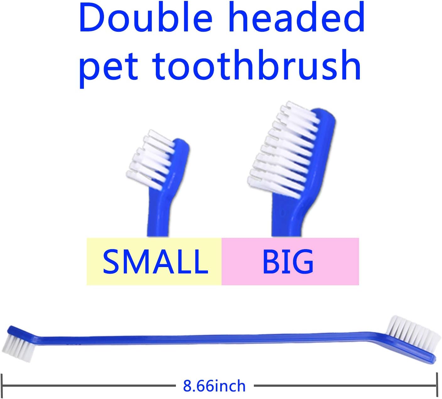 Dog Toothbrush Set of 8 - Dual Headed, Dental Hygiene Convenient Soft Toothbrush to Clean pet Teeth, Dog Tooth Brushes for Small to Large Dogs, Cats, and Most Pets, Teeth Brush in Bulk