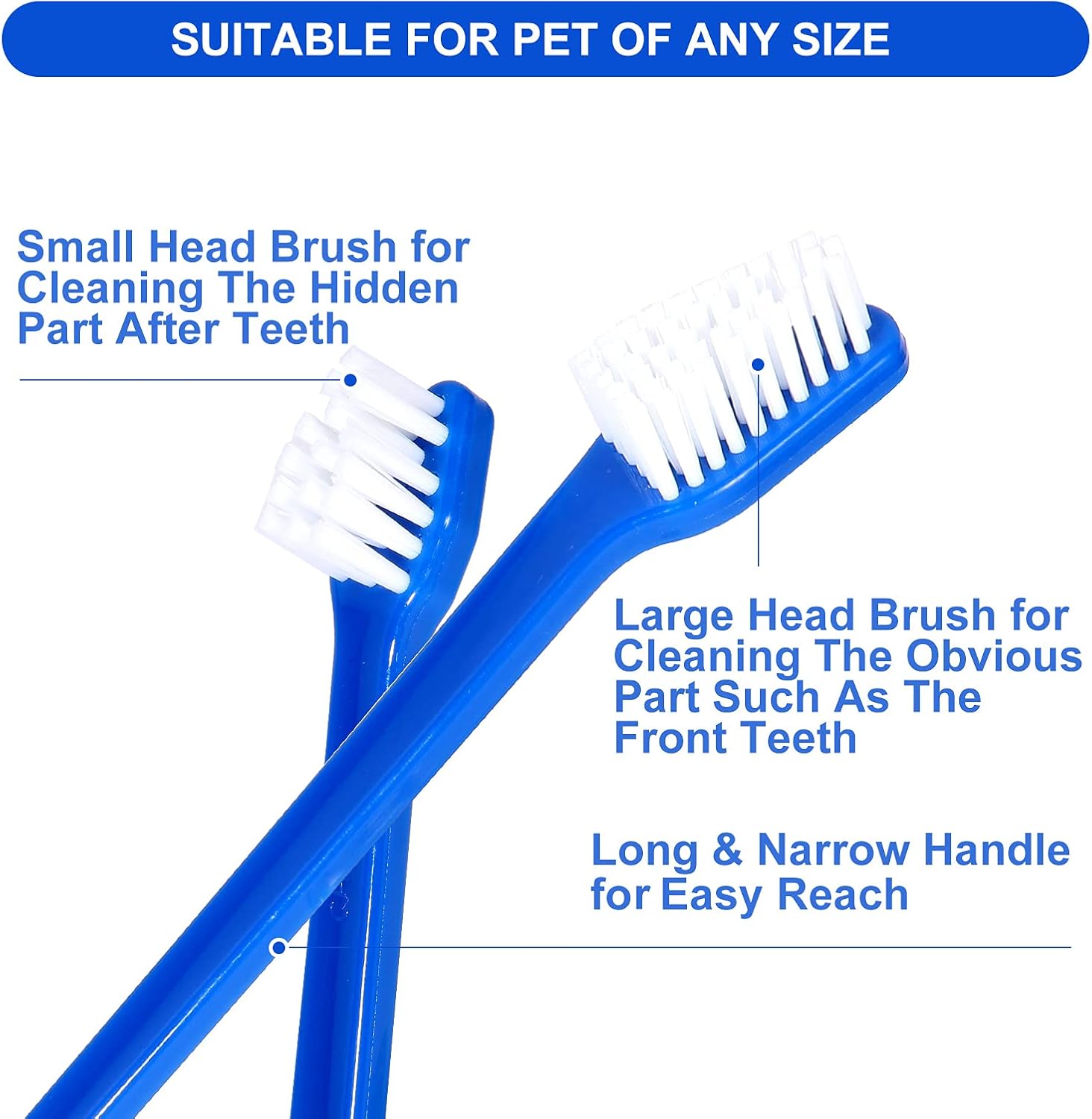 Dog Toothbrush Set of 8 - Dual Headed, Dental Hygiene Convenient Soft Toothbrush to Clean pet Teeth, Dog Tooth Brushes for Small to Large Dogs, Cats, and Most Pets, Teeth Brush in Bulk